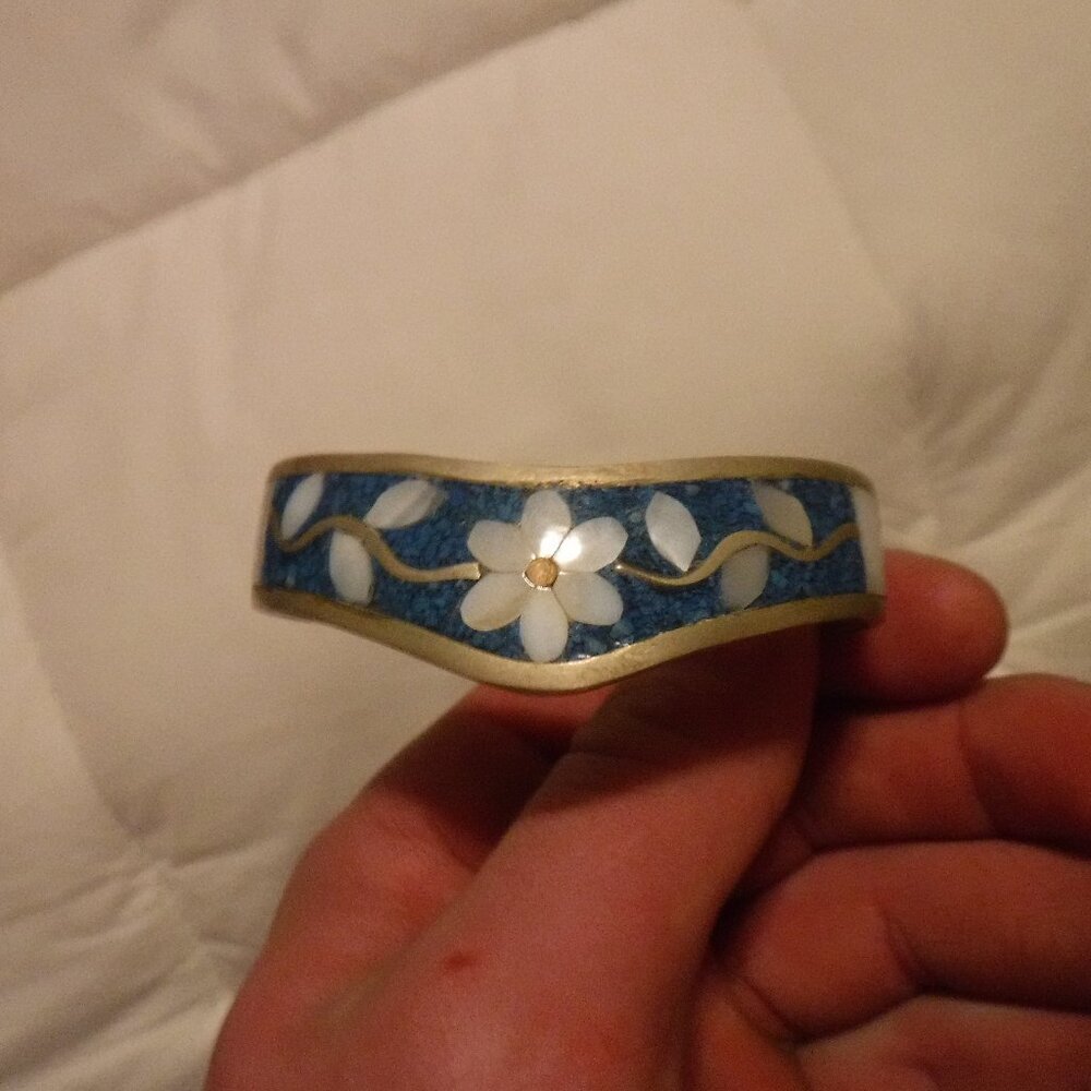 Vintage Mexican Silver and Turquoise Cuff Bracelet